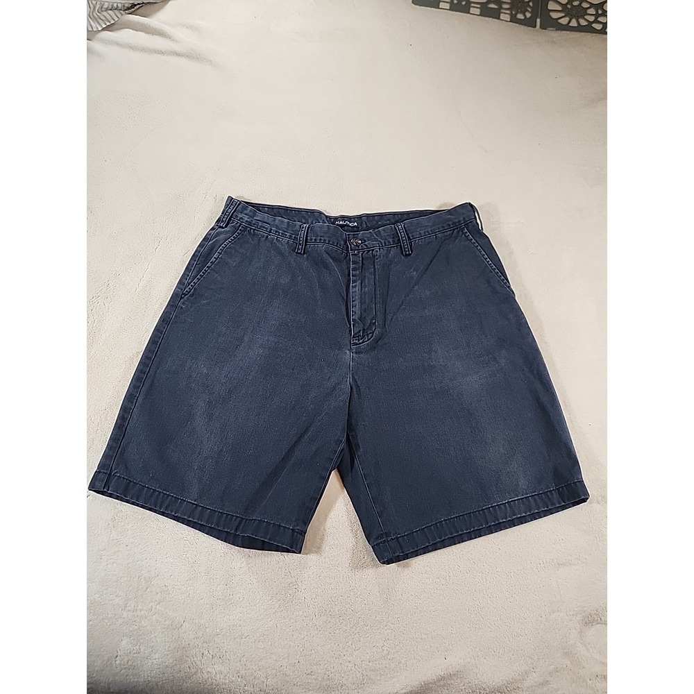 Nautica Men's Navy 100% Cotton Twill Shorts Size 38 Athletic, Casual, Relaxed